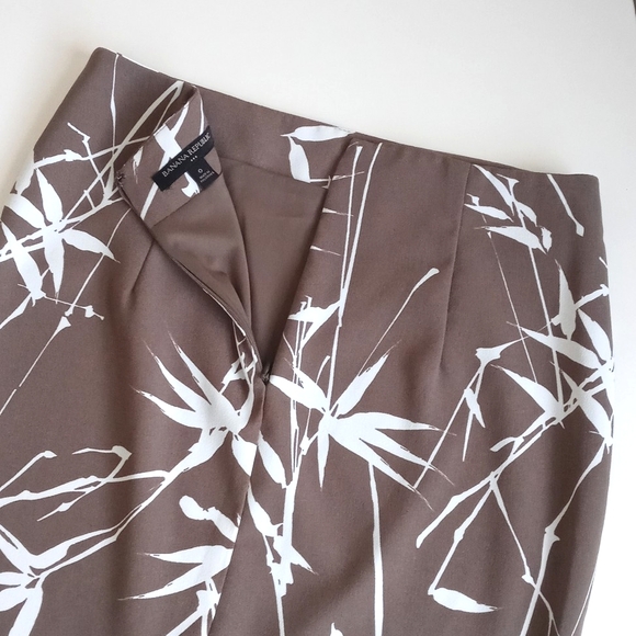 Banana Republic Women's Neutral Taupe Brown Cream Bamboo Straight Pencil Skirt 0 - Picture 4 of 9